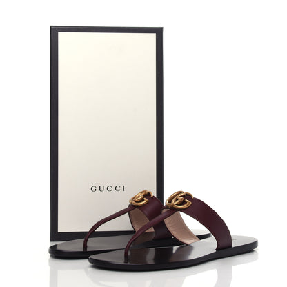 Gucci Calfskin GG Marmont Thong Sandals 38.5 Vintage Bordeaux 8 of 8
