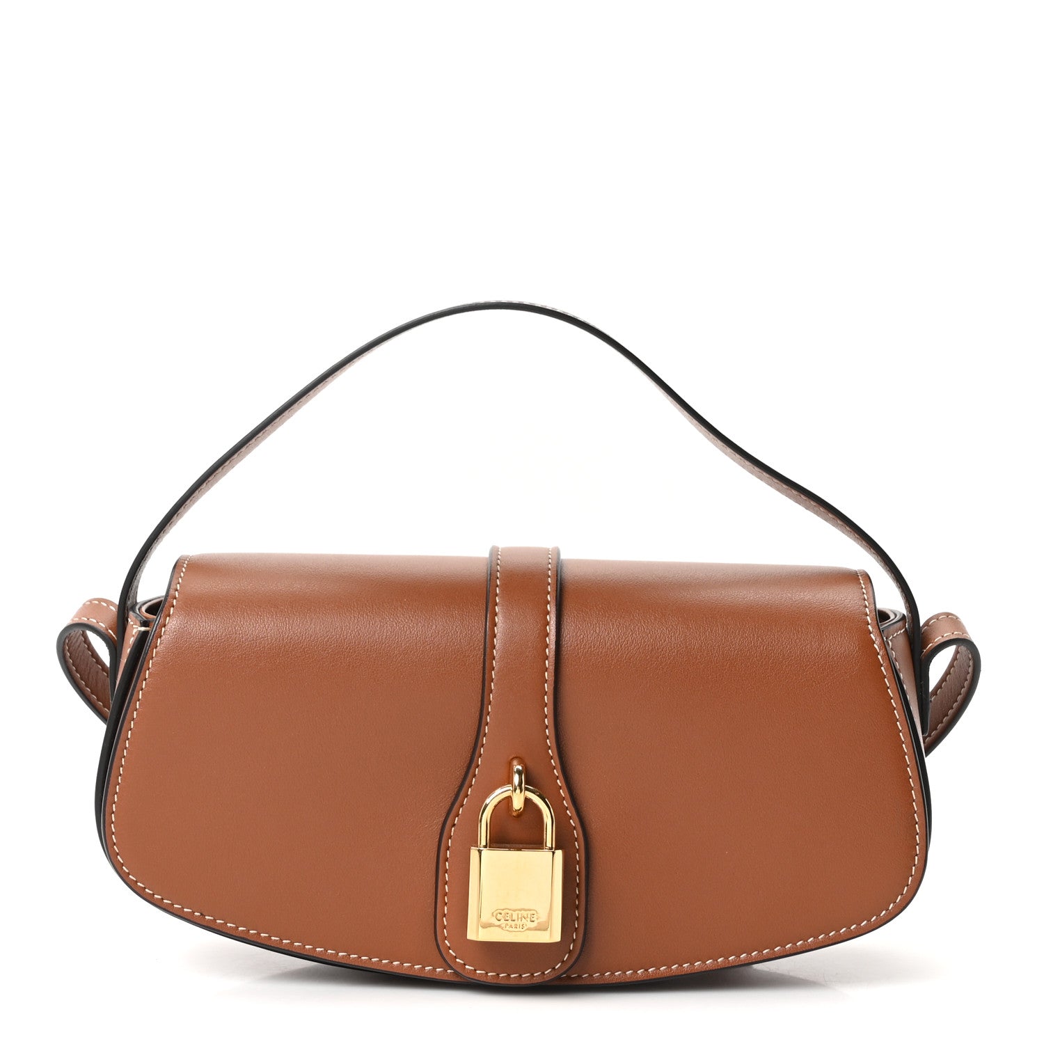 Celine Smooth Calfskin Tabou Clutch on Strap Tan 1 of 9