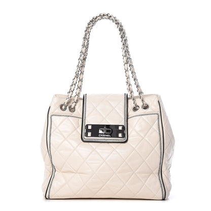Chanel Lambskin Quilted East West Tote Ivory 1 of 10