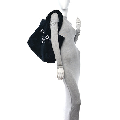 Prada Terry Cloth Tote Bag Black White 2 of 9