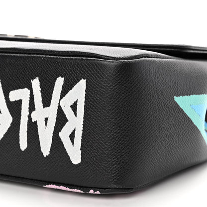 Balenciaga Grained Calfskin Graffiti M BB Round Shoulder Bag Black Multicolor 10 of 13