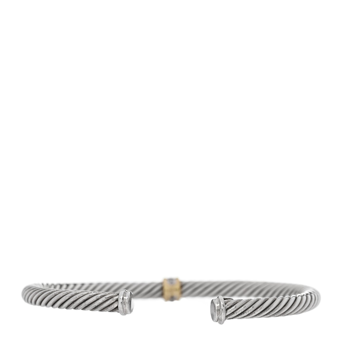 Sterling Silver 18K Yellow Gold Diamond 4mm Cable Classics Single Station Bracelet