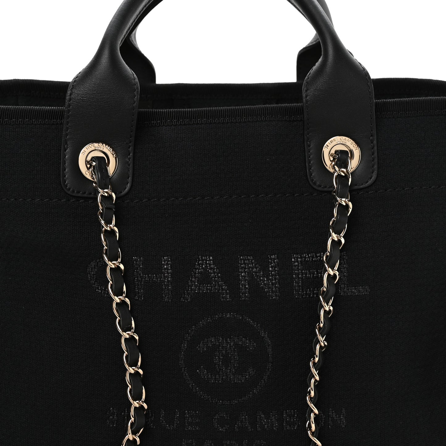 Mixed Fibers Calfskin  Small Deauville Tote Black