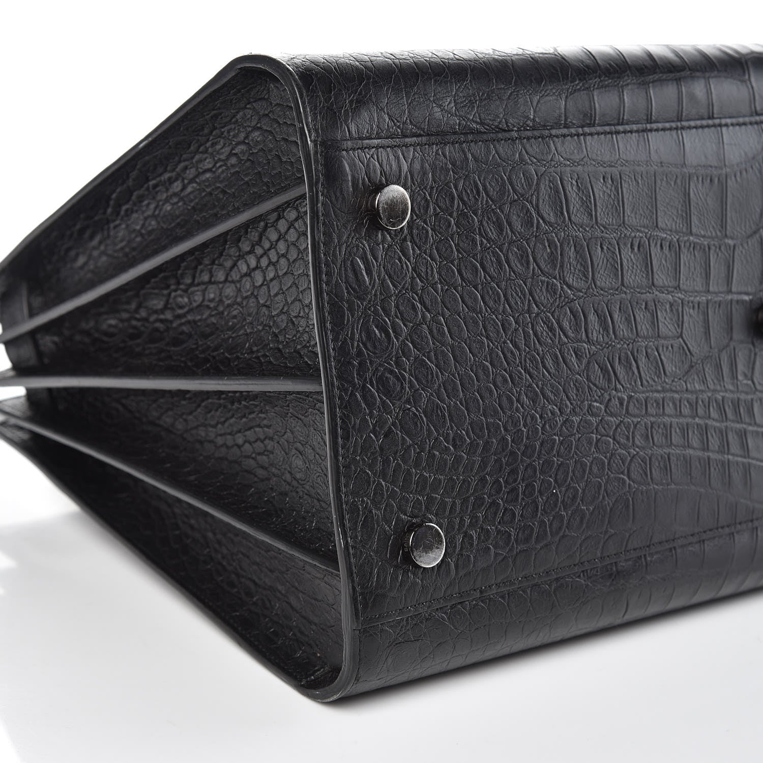 Saint Laurent Calfskin Crocodile Embossed Large Sac De Jour Carryall Black 10 of 14