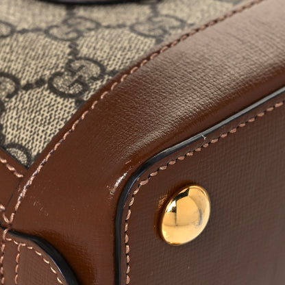 Gucci GG Supreme Monogram Azalea Calfskin Mini Horsebit 1955 Top Handle Bag Beige Ebony Brown Sugar 9 of 13