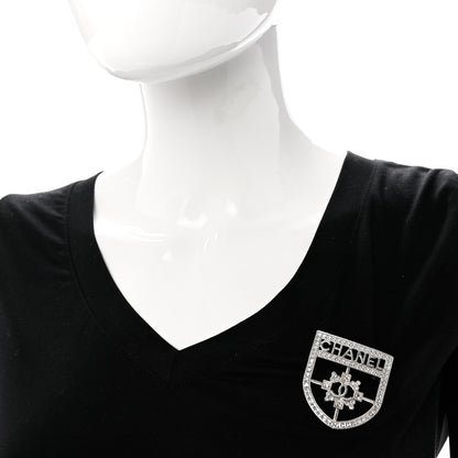 Chanel Swarovski Baguette Crystal CC Shield Brooch Silver 2 of 4