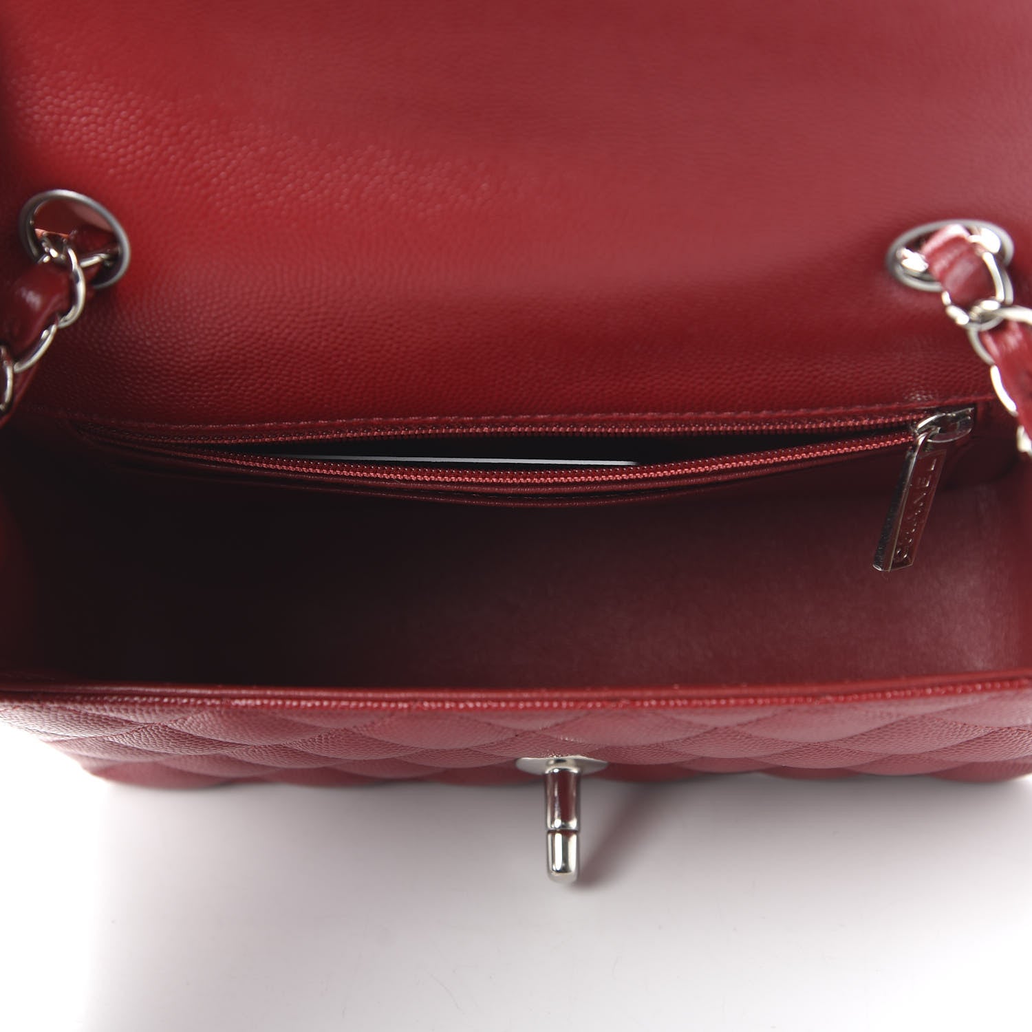 Chanel Caviar Quilted Mini Rectangular Flap Dark Red 5 of 11