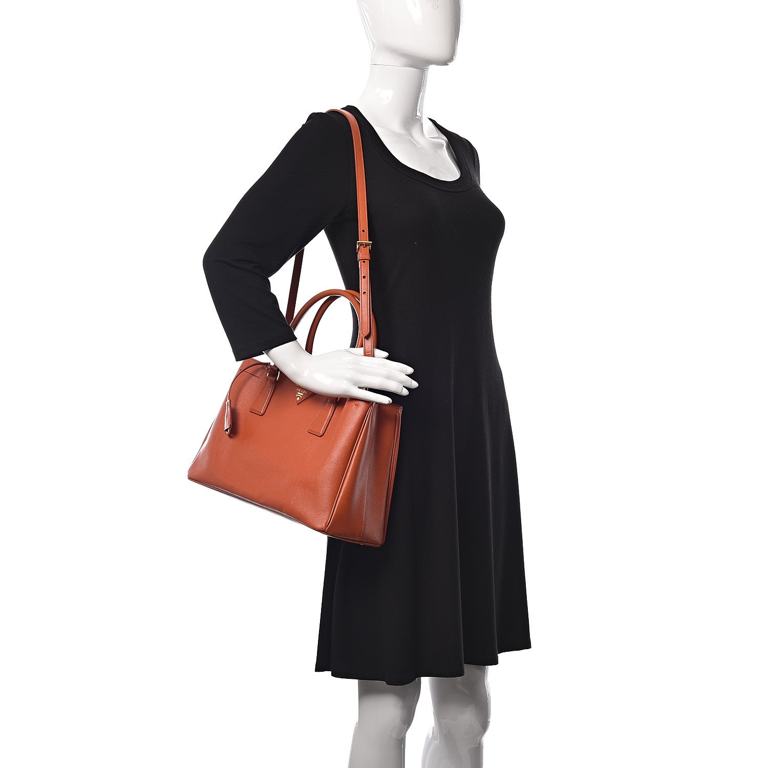 Prada Saffiano Lux Small Tote Papaya 2 of 14