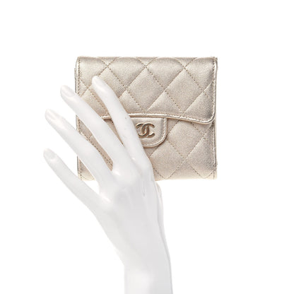 Chanel Metallic Lambskin Quilted Compact Flap Wallet Gold 2 of 8