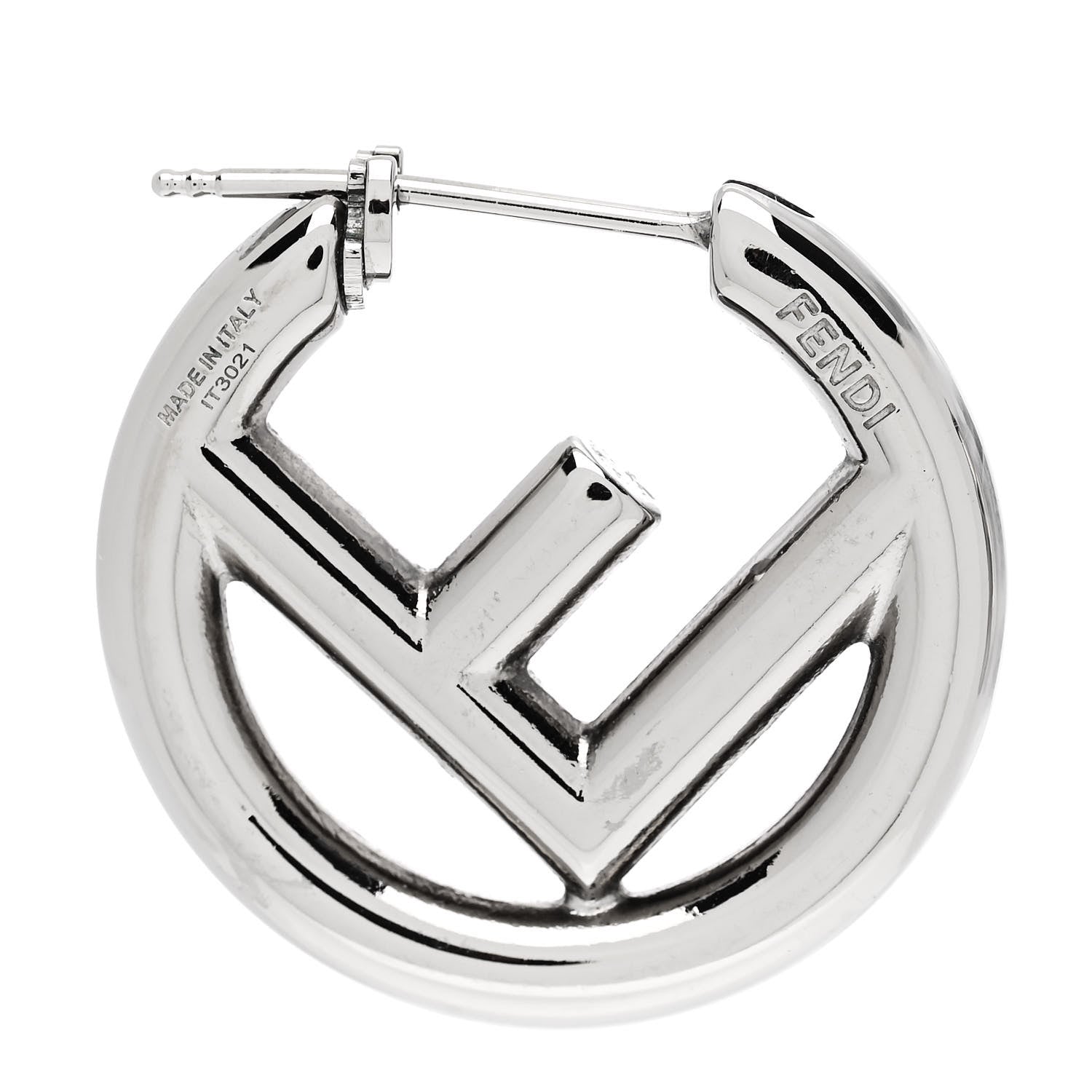 Fendi Metal FF Hoop Earrings Silver 4 of 5