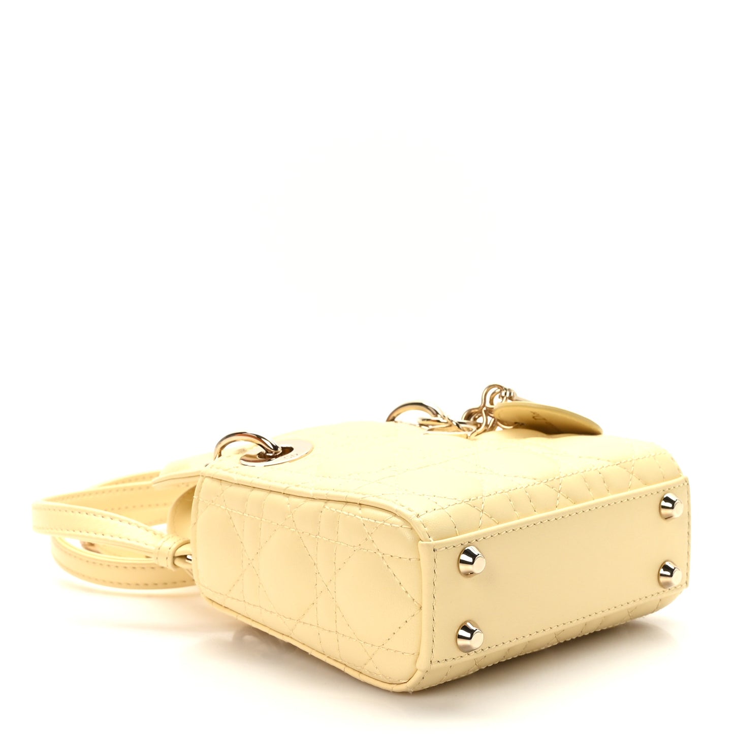 Lambskin Cannage Micro Lady Dior Soft Yellow