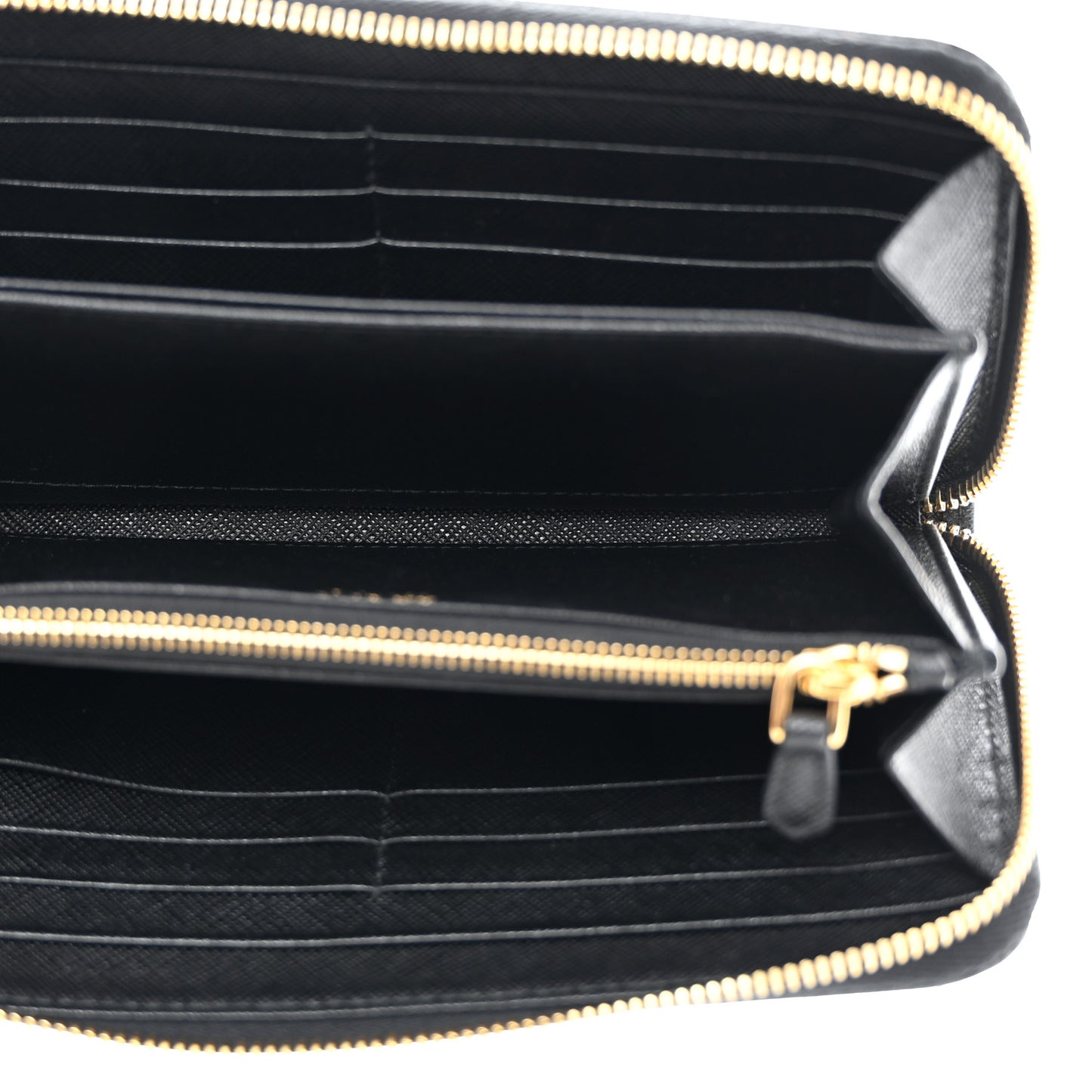 Saffiano Metal Zip Around Wallet Black