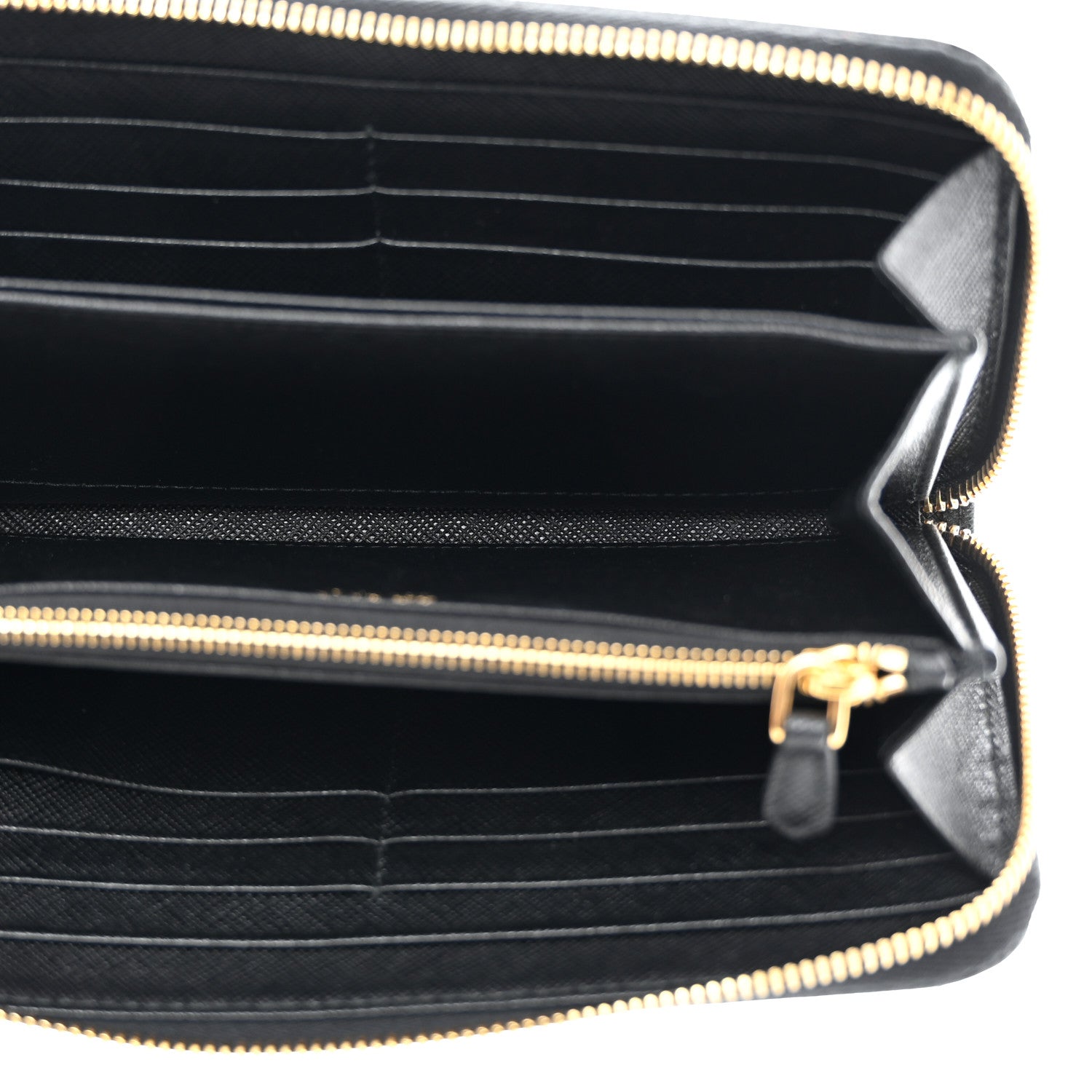 Prada Saffiano Metal Zip Around Wallet Black 5 of 8