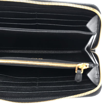 Prada Saffiano Metal Zip Around Wallet Black 5 of 8