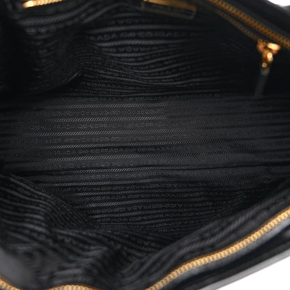 Prada Glossy Calfskin Triangle Large Bonnie Shoulder Bag Black 5 of 10