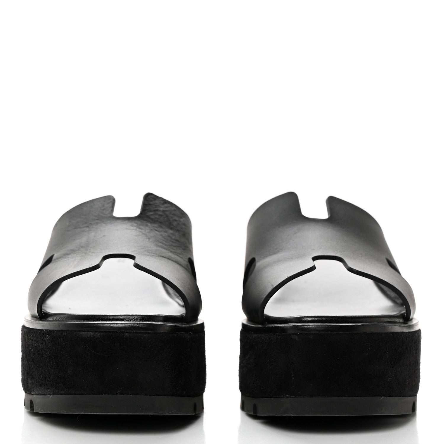 Hermes Calfskin Suede Eze 30 Sandals 36 Black 2 of 9