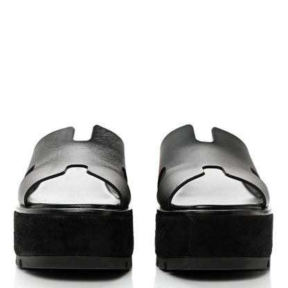 Hermes Calfskin Suede Eze 30 Sandals 36 Black 2 of 9