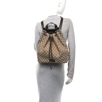Gucci Monogram Dollar Calfskin O Drawstring Backpack Beige Ebony Testa di Moro Dark Chocolate 2 of 10
