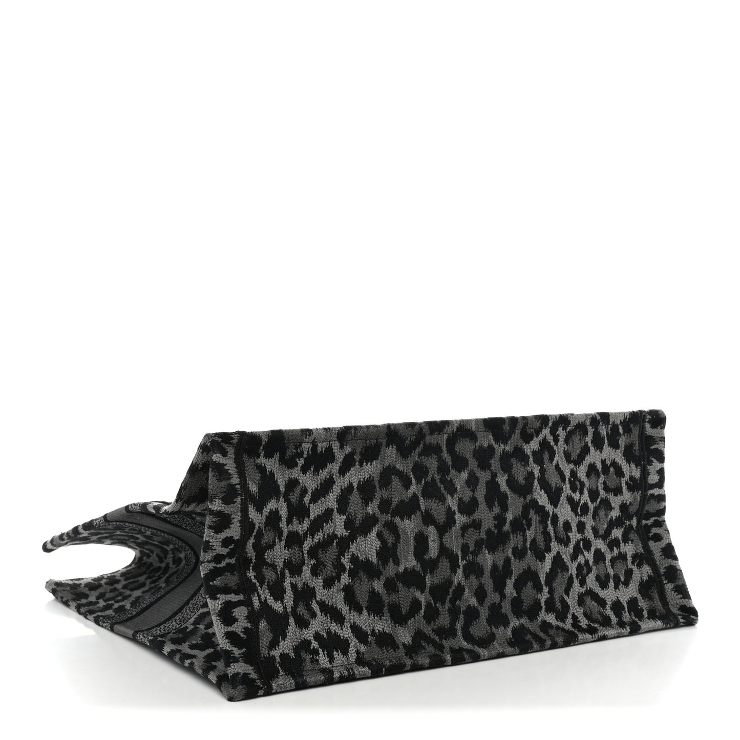Canvas Mizza Embroidered Large Leopard Book Tote Grey