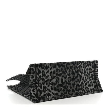 Christian Dior Canvas Mizza Embroidered Large Leopard Book Tote Grey 4 of 10