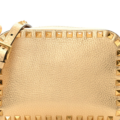 Valentino Garavani Metallic Pebbled Calfskin Rockstud Camera Crossbody Bag Gold 7 of 9