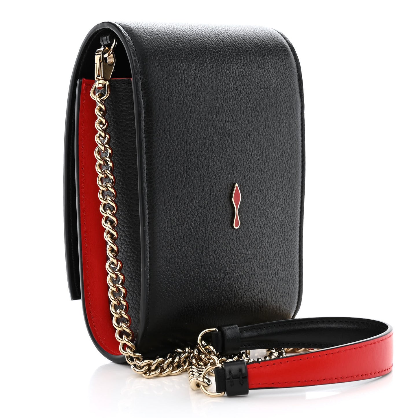 Calfskin Spikes Loubinthesky Paloma Crossbody Phone Case Black Multicolor