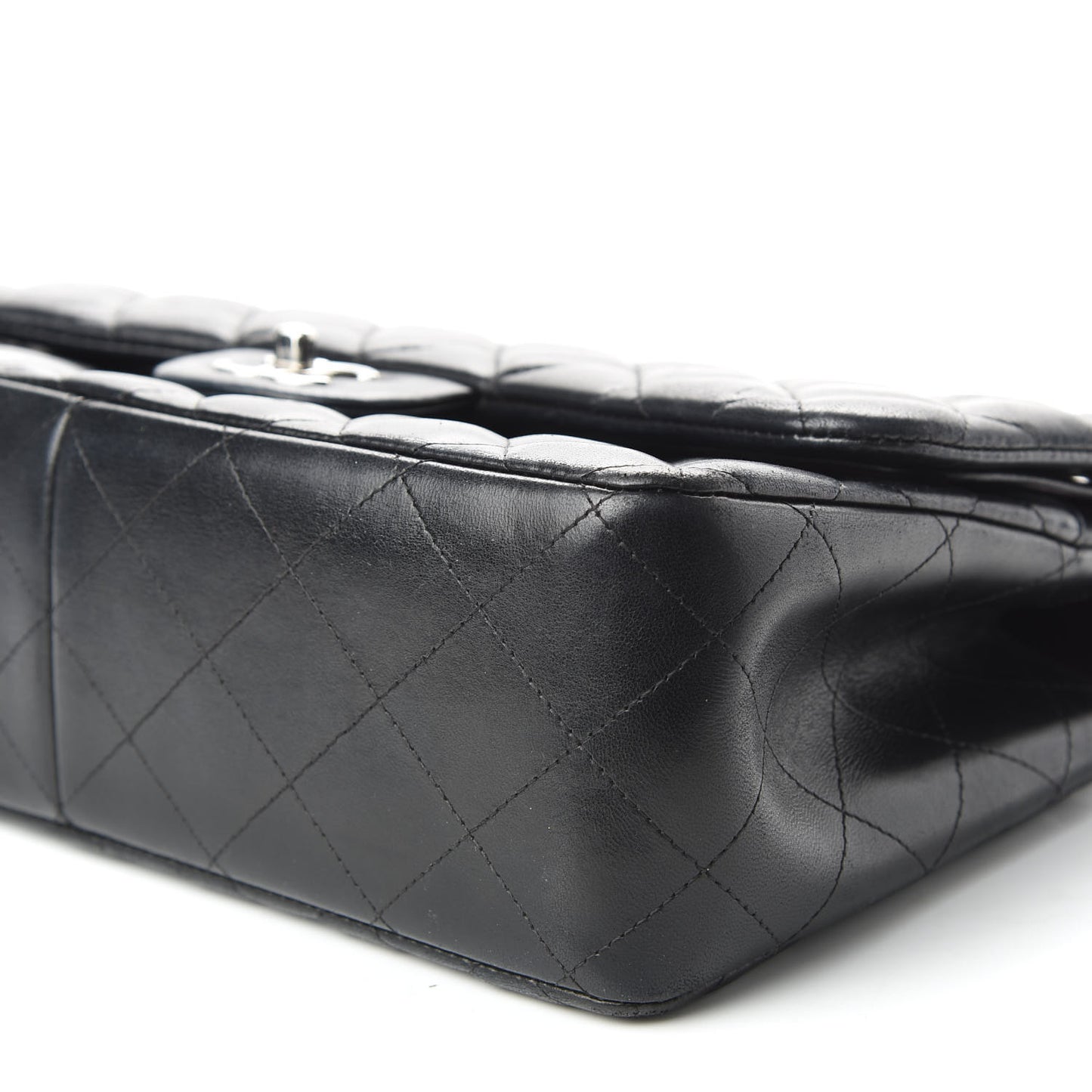 Lambskin Quilted Jumbo Double Flap Black