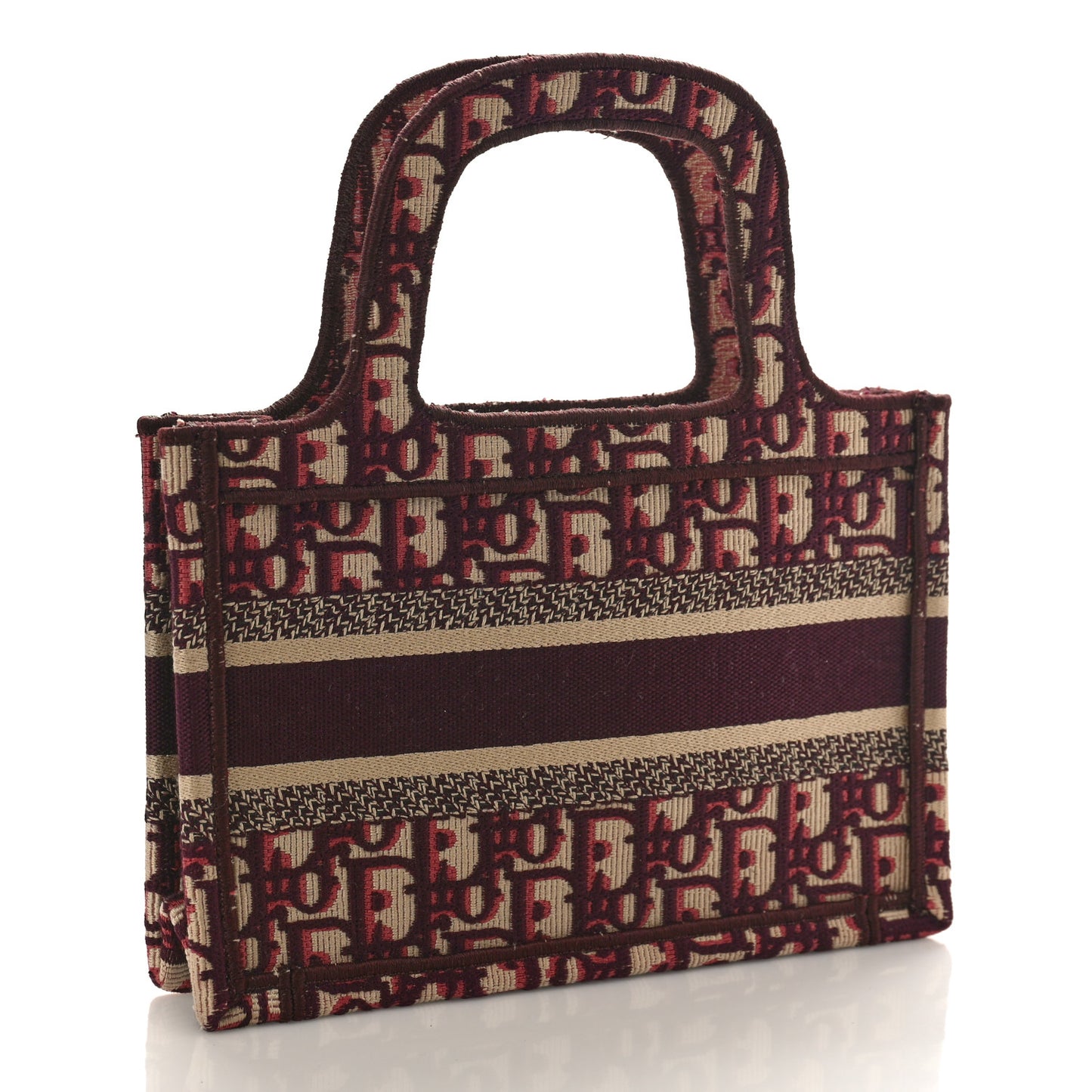 Oblique Mini Book Tote Burgundy Multicolor