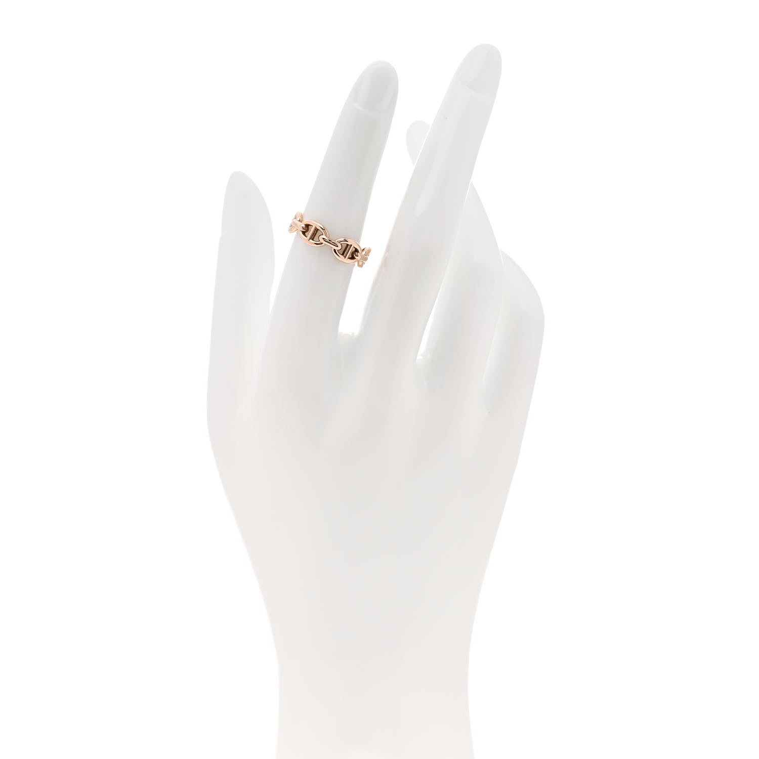 Hermes 18K Rose Gold PM Chaine d'Ancre Enchainee Ring 52 6 2 of 9