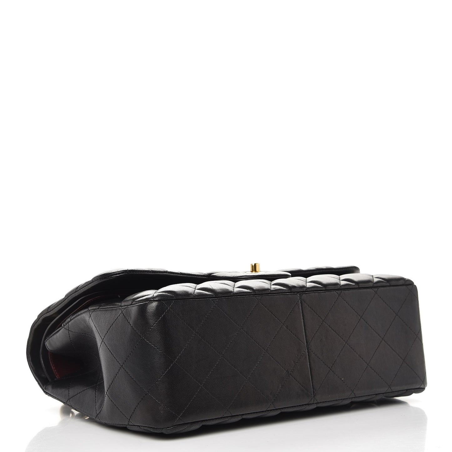 Lambskin Quilted Jumbo Double Flap Black