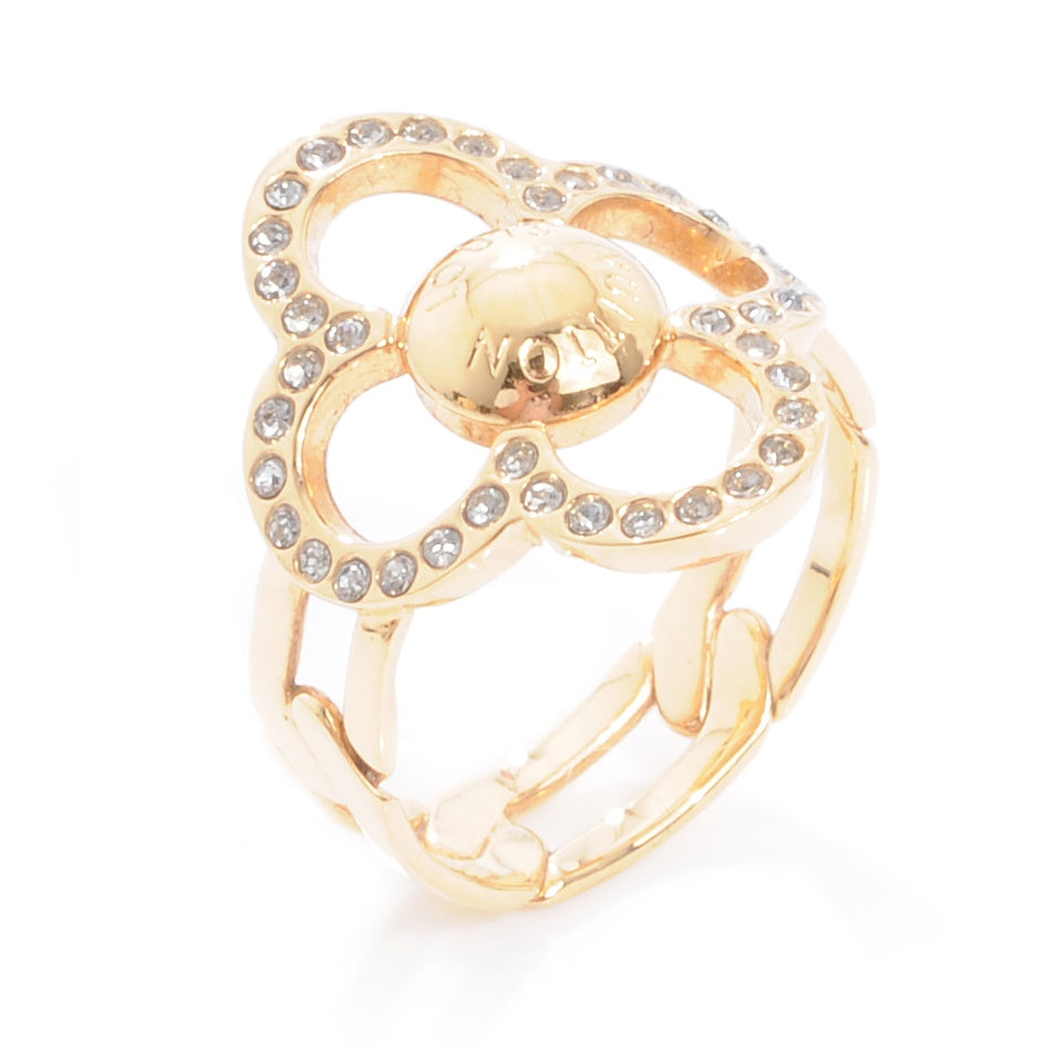 Louis Vuitton Strass Encrusted Flower Power Ring 7 4 of 6