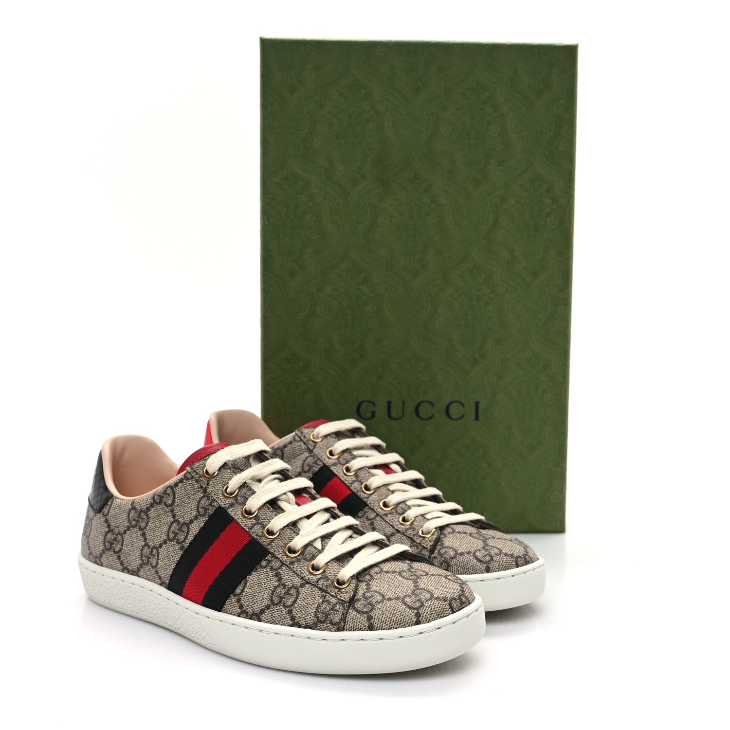 Gucci GG Supreme Monogram Womens Ace Low-Top Sneaker 35.5 Beige 10 of 10