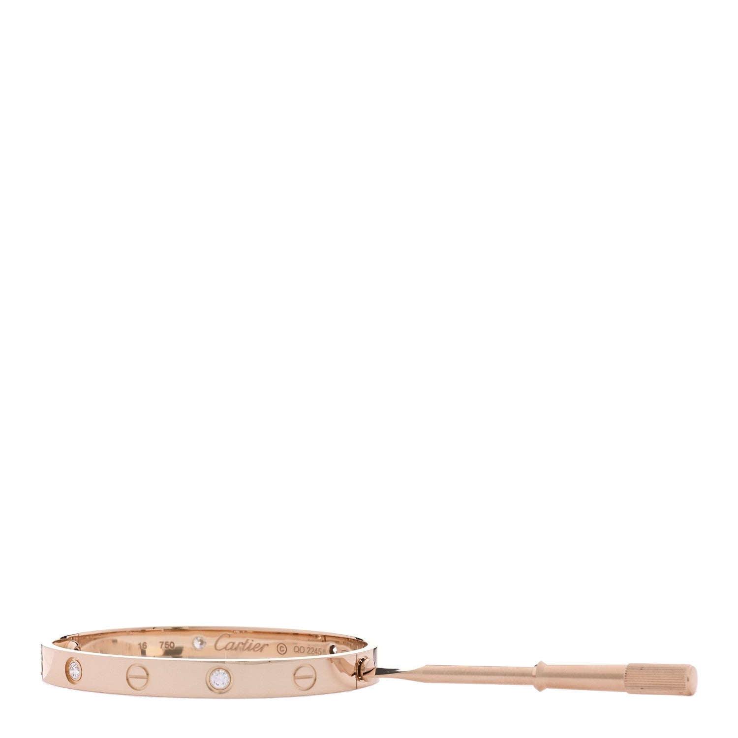 Cartier 18K Pink Gold 4 Diamond LOVE Bracelet 16 8 of 8