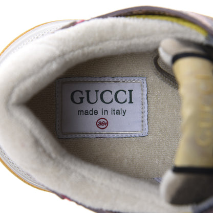 Gucci Suede Calfskin Tejus Printed Womens Ultrapace Sneakers 36.5 Pink Silver Oatmeal Yolk 6 of 10