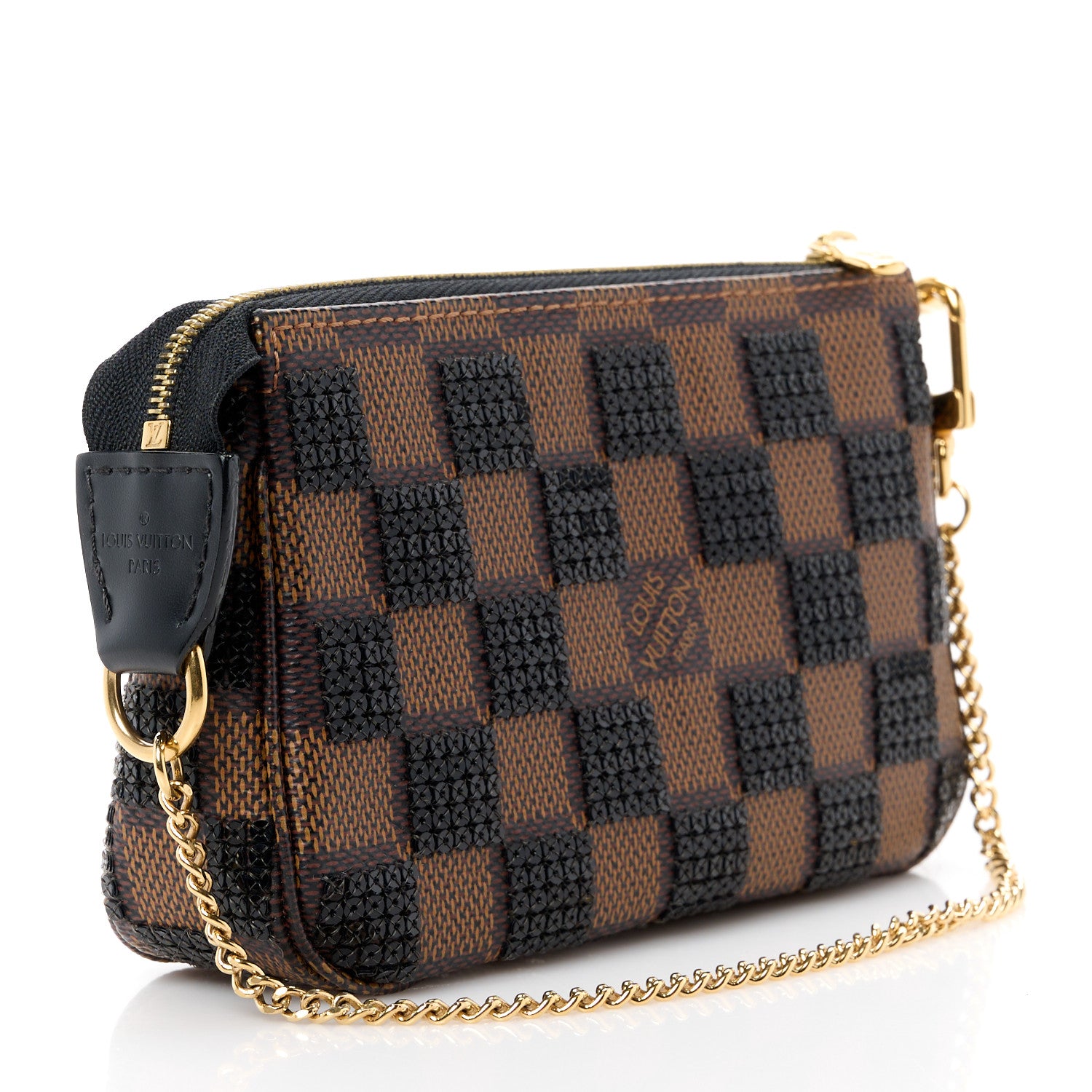 Louis Vuitton Damier Paillettes Mini Pochette Accessories Black 3 of 11