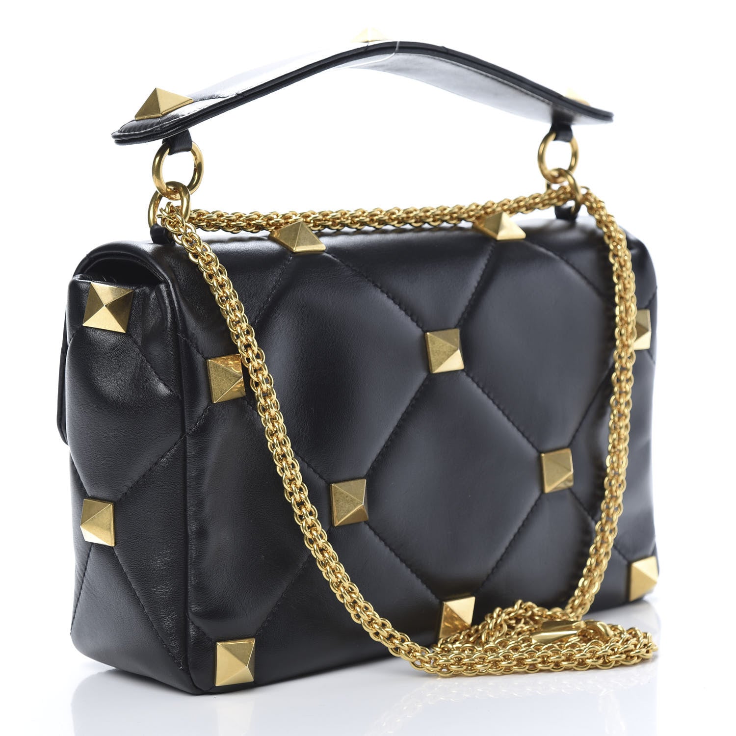 Valentino Garavani Nappa Large Roman Stud Shoulder Bag Black 3 of 10