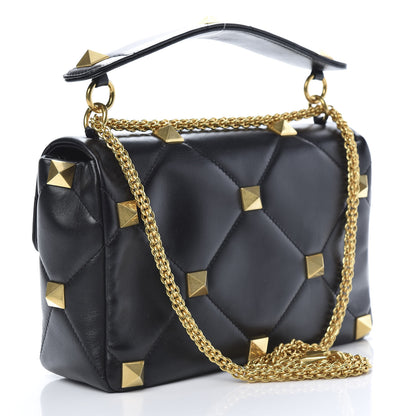 Valentino Garavani Nappa Large Roman Stud Shoulder Bag Black 3 of 10