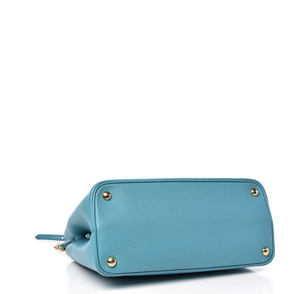 Prada Saffiano Cuir Small Double Bag Turchese 4 of 31