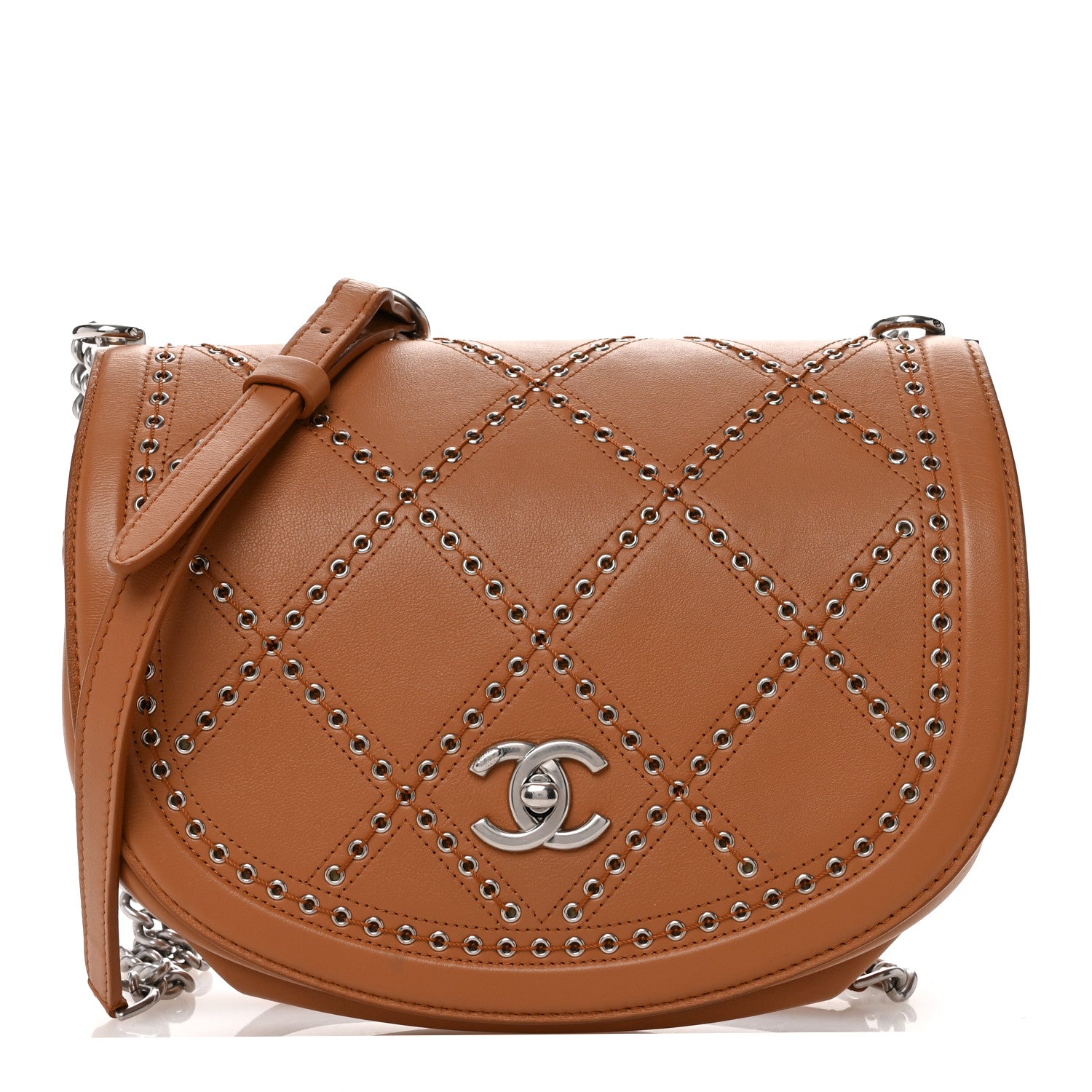 Chanel Calfskin Coco Eyelets Small Flap Bag Camel 1 of 10