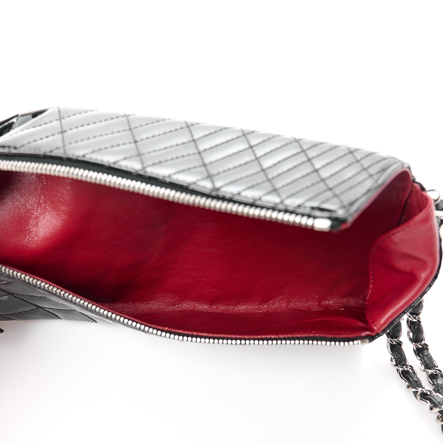 Patent Geometric Quilted Kaleidoscope Clutch Black