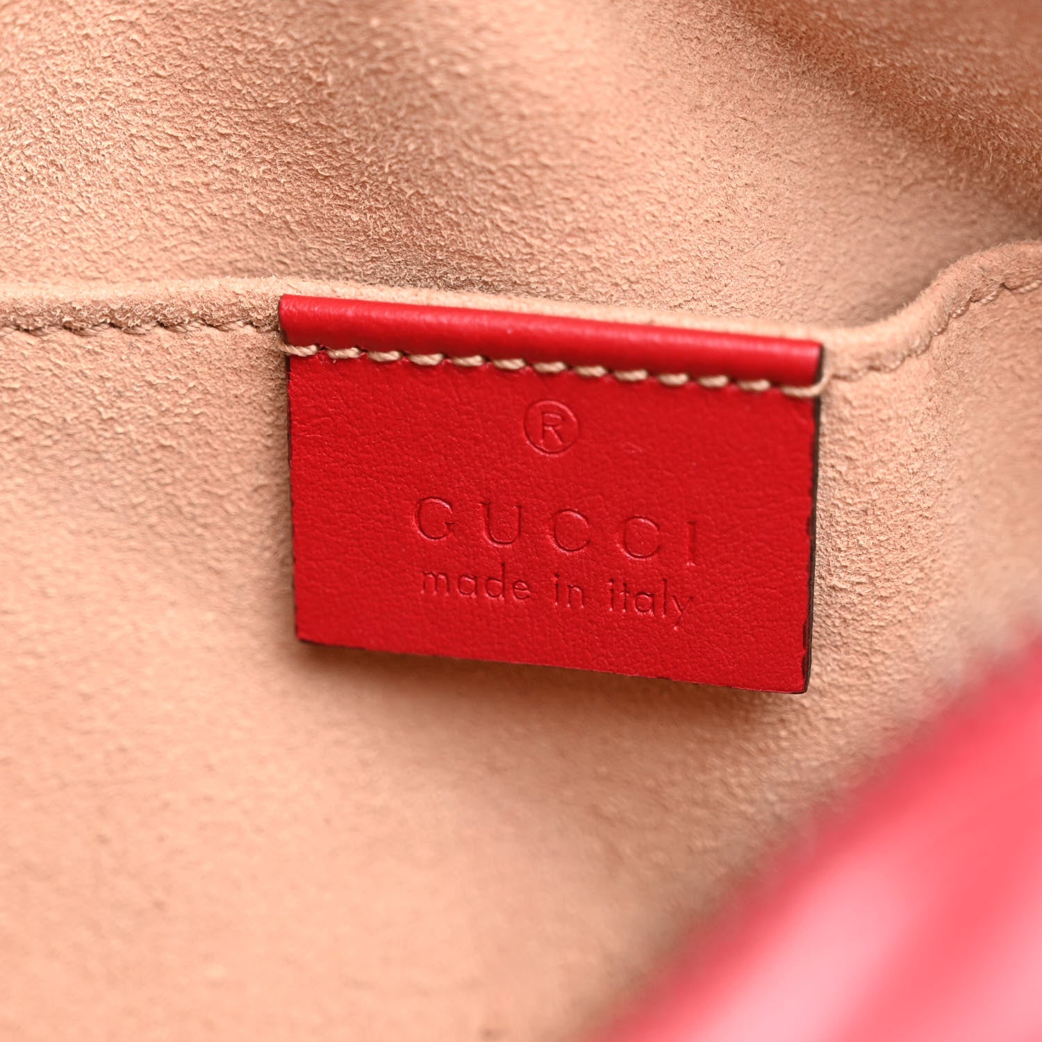 Gucci Calfskin Matelasse Mini GG Marmont Chain Shoulder Bag Hibiscus Red 6 of 12