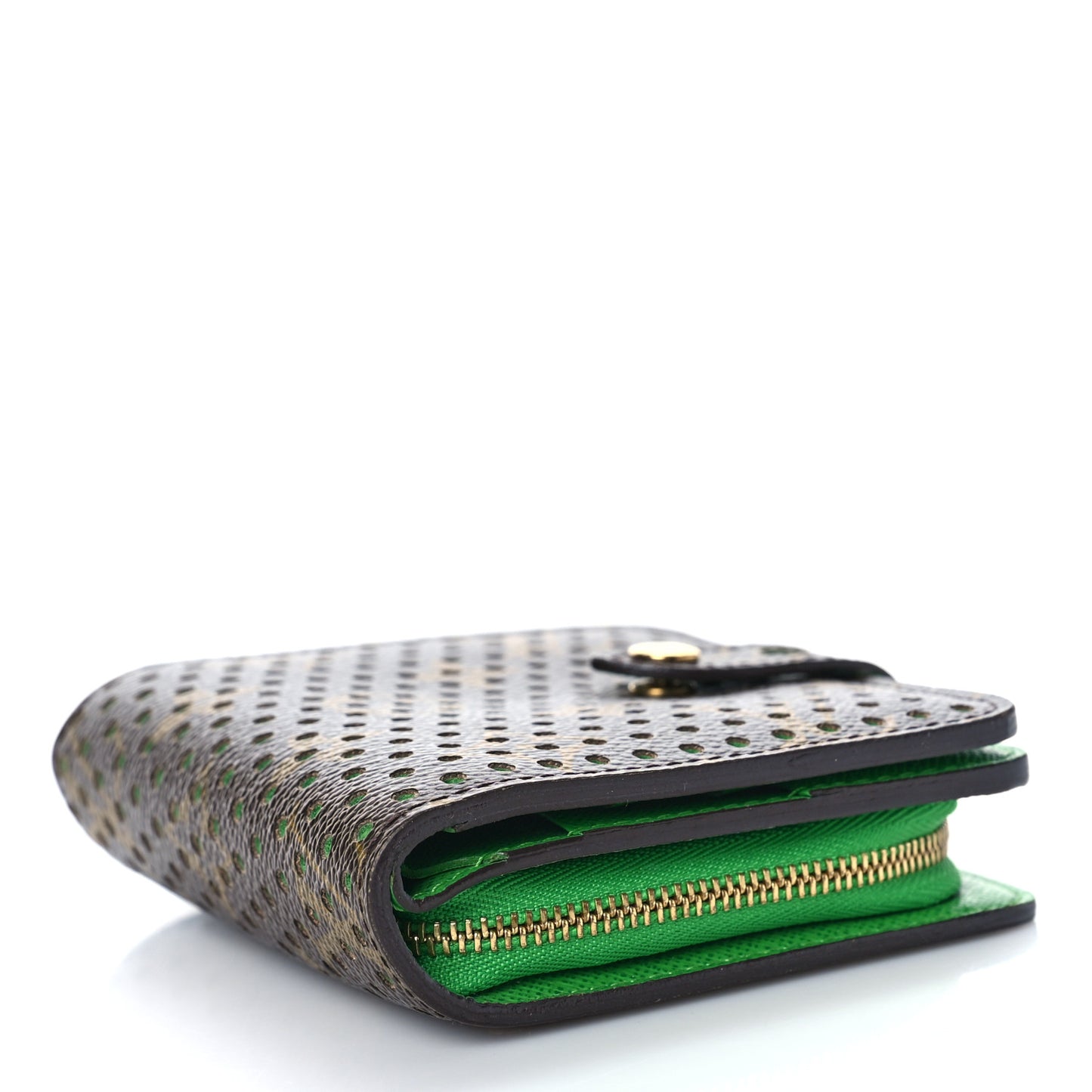 Monogram Perforated Compact Zipped Wallet Green