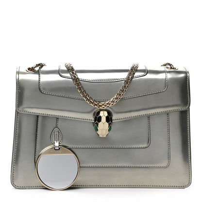 Bulgari Metallic Calfskin Serpenti Forever Crossbody Bag Silver 1 of 8