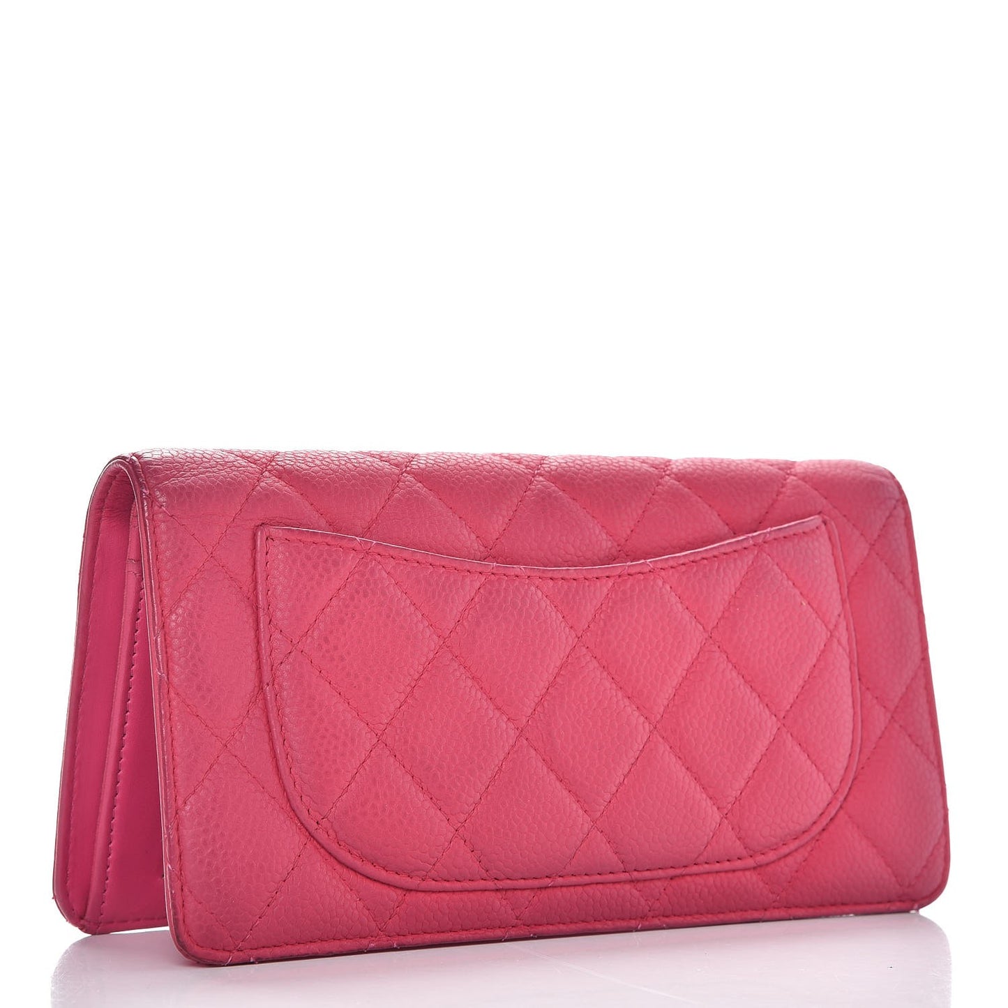 Iridescent Caviar Quilted Yen Wallet Pink
