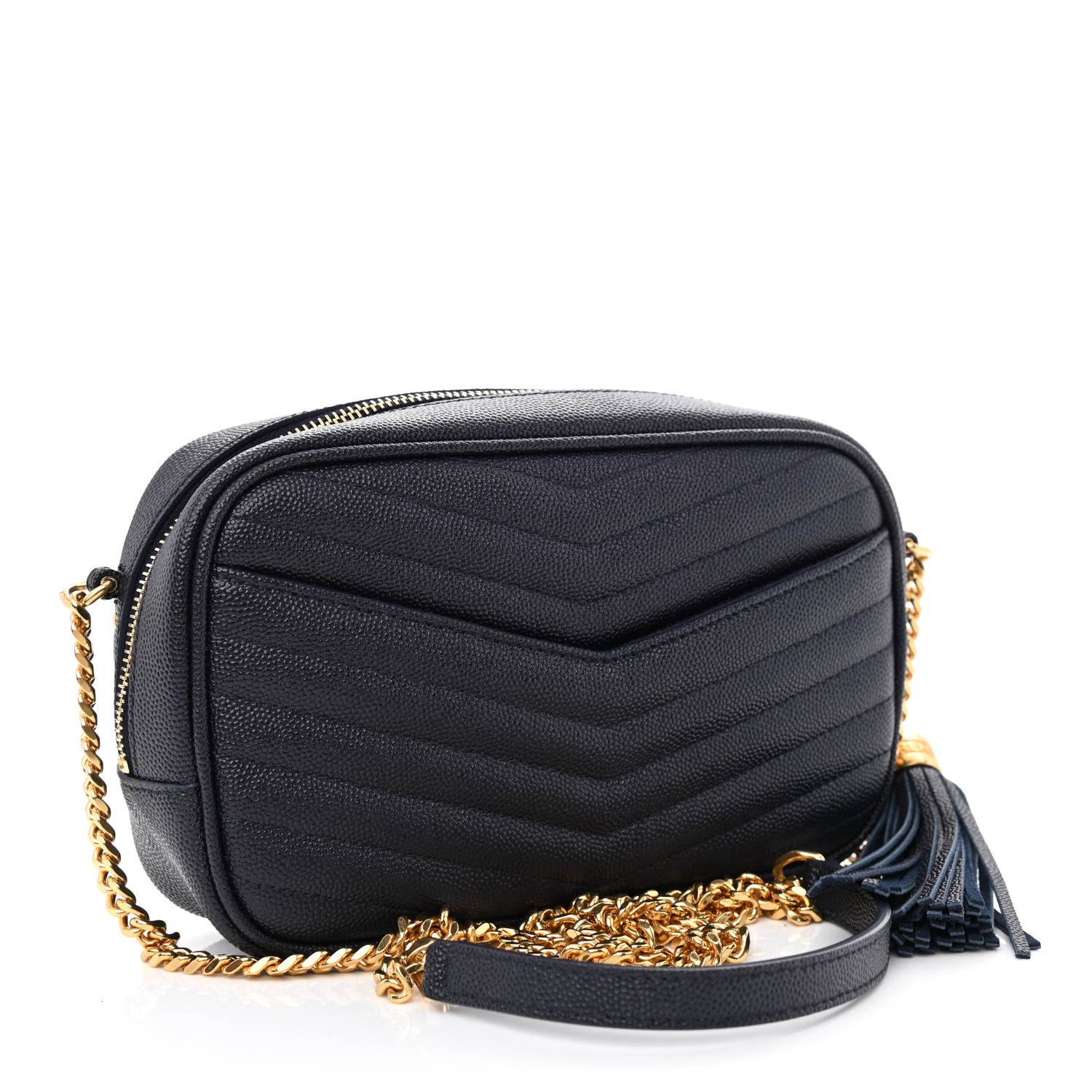 Saint Laurent Grain De Poudre Matelasse Monogram Mini Lou Camera Bag Deep Marine 3 of 11