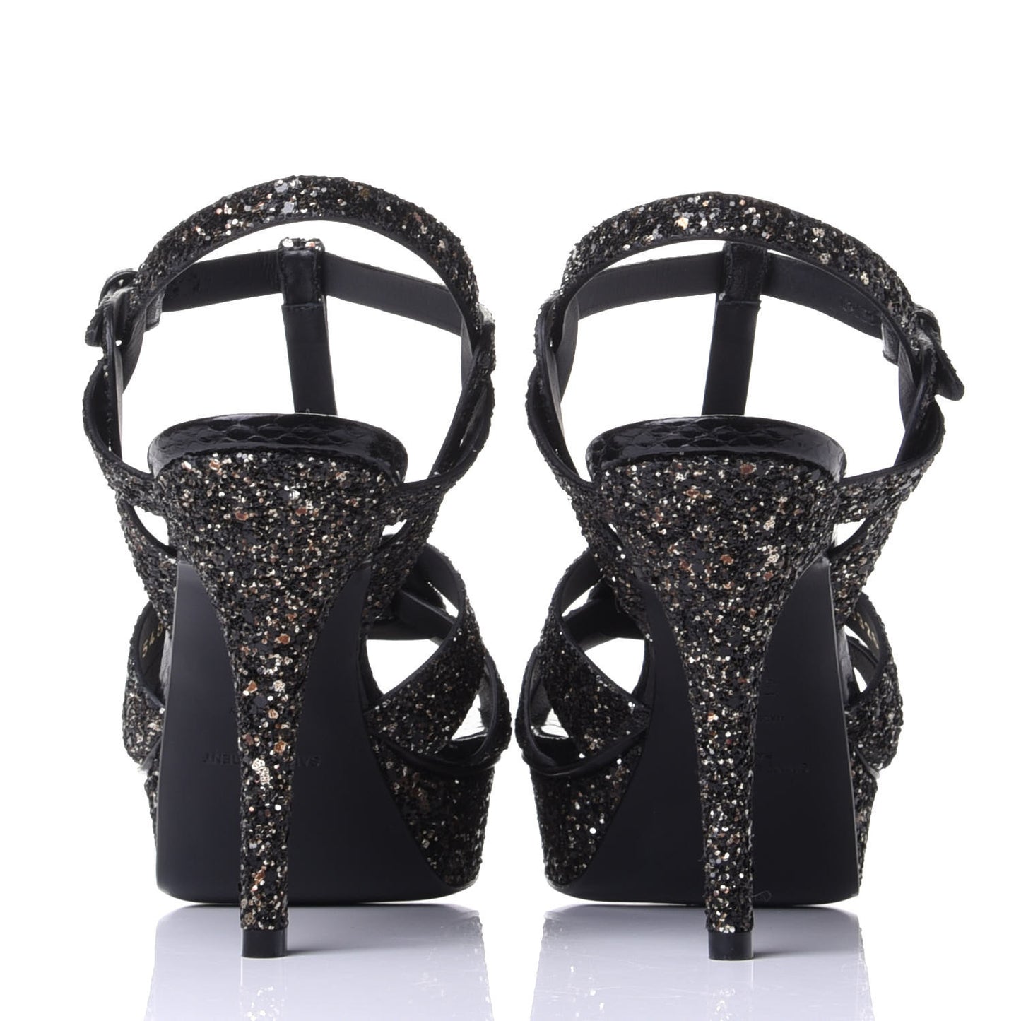 Glitter Calfskin Ayers Tribute 75 Platform Sandals 39.5 Midnight