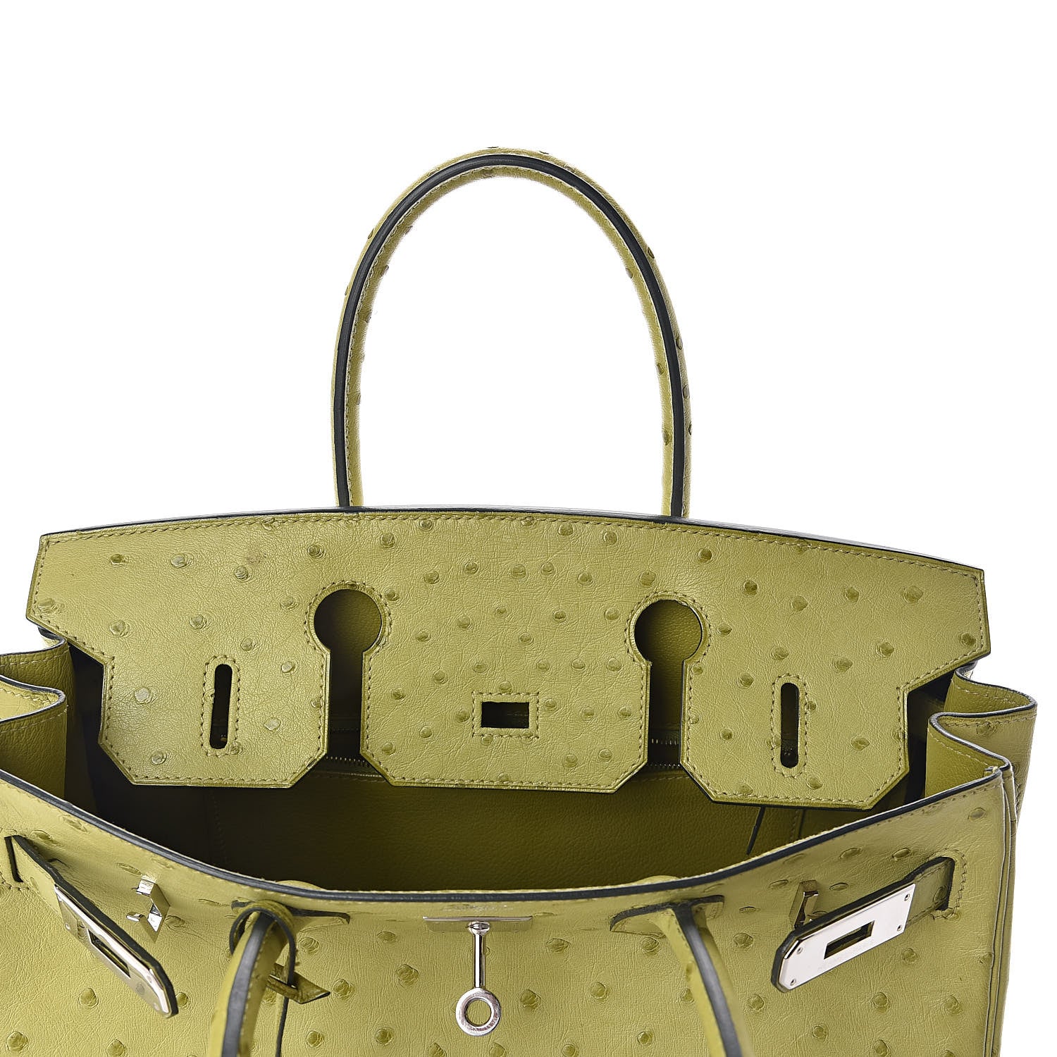 Hermes Ostrich Birkin 30 Vert Anis 14 of 29