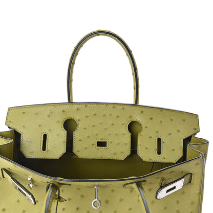 Hermes Ostrich Birkin 30 Vert Anis 14 of 29