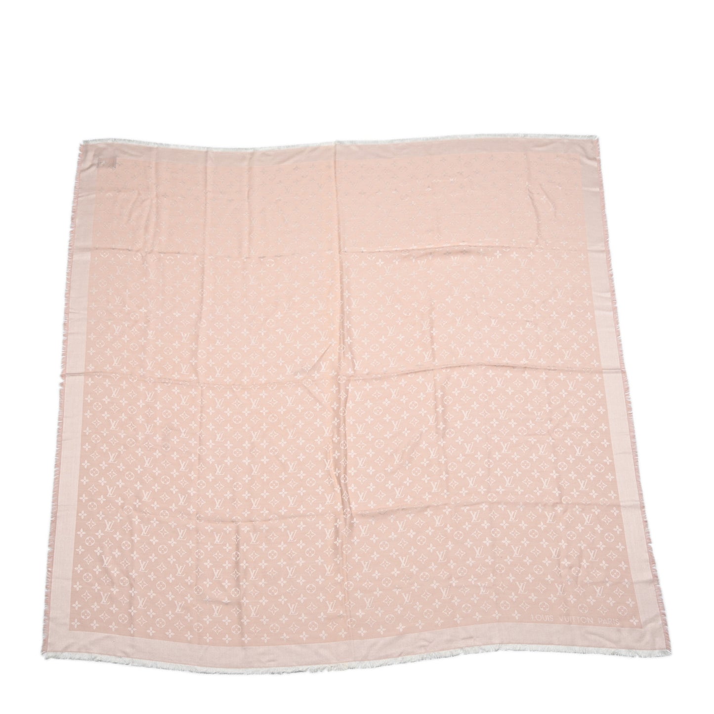 Silk Wool Monogram Denim Shawl Rose