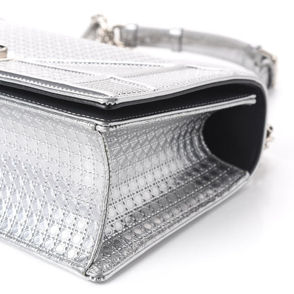 Christian Dior Metallic Patent Micro-Cannage Medium Diorama Flap Bag Silver 6 of 12